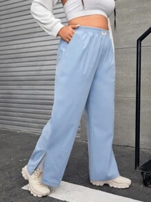 SHEIN EZwear 大碼高腰燈芯絨長褲