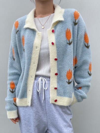 DAZY ドロップショルダー ふわふわニット カーディガン DAZY ドロップショルダー ふわふわニット カーディガン | SHEIN