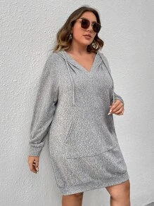 SHEIN LUNE Vestido con capucha unicolor con bolsillo de canguro