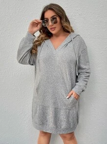 SHEIN LUNE Vestido con capucha unicolor con bolsillo de canguro