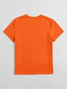 SHEIN EZwear 口号图案 T 恤 BE-YOU-TIFUL - 橘色 - 查看 2