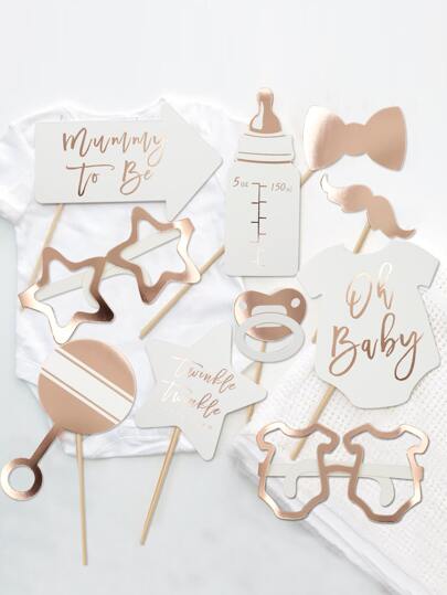 10pcs Baby Shower Photo Booth Props For New Mom Celebration