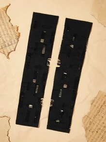 ROMWE Grunge Punk 1雙女性素色鏤空袖套