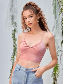 SHEIN MOD Ruched Detail Crop Cami Top - Baby Pink - View 2