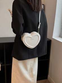 Mini New Heart Shaped Personalized Handbag - White - View 2
