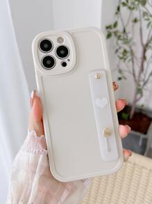 Hộp đựng điện thoại màu đồng nhất với giá đỡ dây đeo cổ tay - trắng - Xem 1
