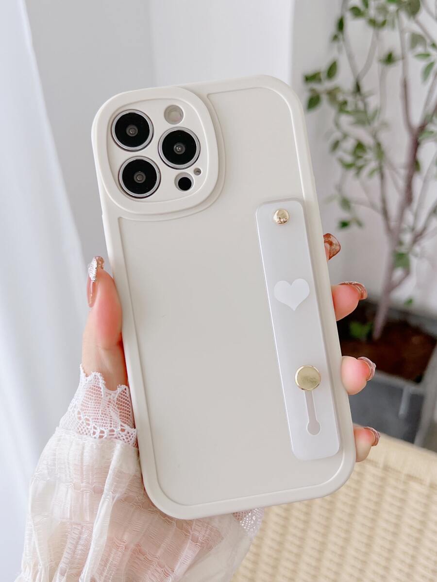 Hộp đựng điện thoại màu đồng nhất với giá đỡ dây đeo cổ tay - trắng - Xem 1