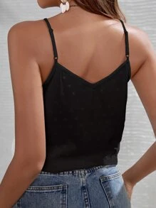 SHEIN Frenchy Áo hai dây Nút phía trước màu trơn Boho - màu đen - Xem 5