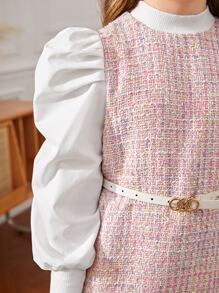 SHEIN Đầm Gái Dây kéo Khối Màu Ăn mặc đẹp - Màu Hồng baby - Xem 6