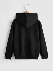 SHEIN Sudadera con hombros caídos y gráfico de oso y letras para niño preadolescente - Negro - Ver 2