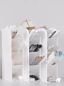 1pc Multifunction Desktop Storage Rack - White - View 1