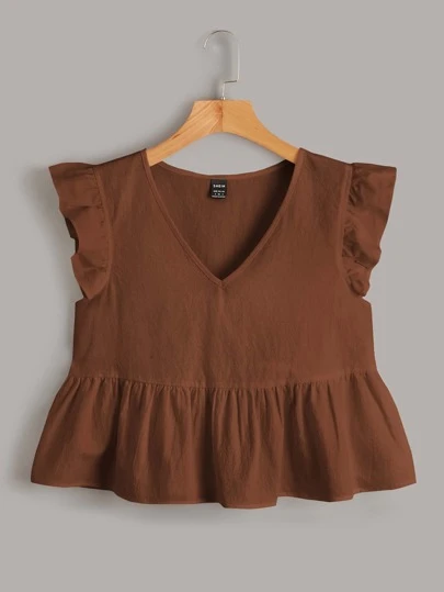 Soleia 蝴蝶袖荷葉邊下擺上衣