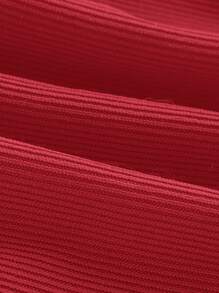 SHEIN ICON Áo hai dây Bất đối xứng Lộ Lưng Ren lên Buộc lại màu trơn Gợi cảm - Màu Đỏ Sâu - Xem 3