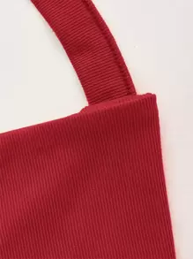 SHEIN ICON Áo hai dây Bất đối xứng Lộ Lưng Ren lên Buộc lại màu trơn Gợi cảm - Màu Đỏ Sâu - Xem 4