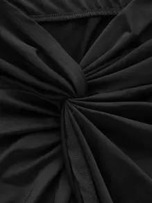 SHEIN ICON Đen Hai chiếc Bộ Buộc lại Áo hai dây & Mặt trước xoắn Váy - màu đen - Xem 3