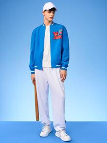 TOM & JERRY X SHEIN Men Letter & Cartoon Graphic Drop Shoulder Bomber Jacket - Blue - View 5