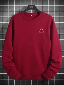 Manfinity Homme Men Geo Print Thermal Lined Sweatshirt - Burgundy - View 1