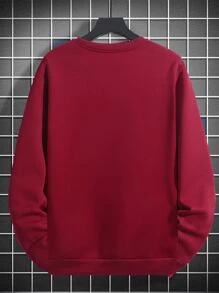 Manfinity Homme Men Geo Print Thermal Lined Sweatshirt - Burgundy - View 2