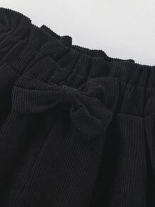 Toddler Girls Paperbag Waist Trousers - Black - View 5