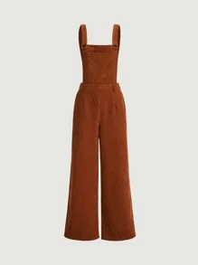 SHEIN MOD Solid Patched Pocket Overall Jumpsuit Without Blouse - Brown - View 1