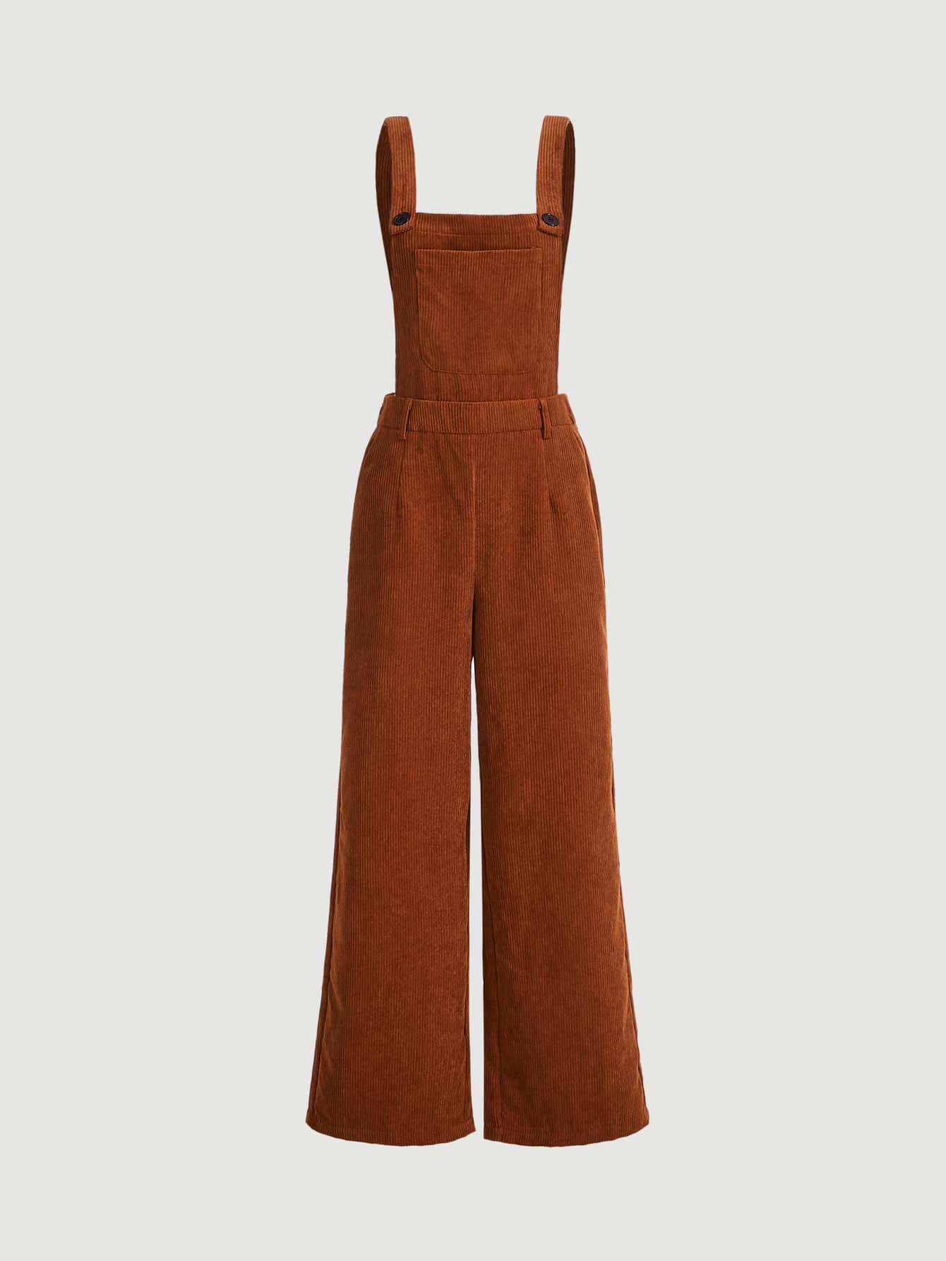 SHEIN MOD Solid Patched Pocket Overall Jumpsuit Without Blouse - Brown - View 1