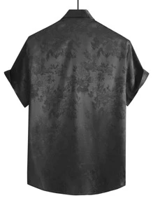 Manfinity RSRT 男士花卉圖案提花緞面襯衫