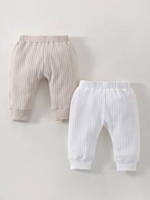 SHEIN 2 Pantalones Sólidos Para Bebé Recién Nacido Niño - Multicolor - Ver 1