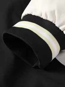 Aesthetic Post Áo khoác Nam Nghề thêu Túi Nút phía trước Khối Màu Lá thư Sẵn sàng - Đen và trắng - Xem 6