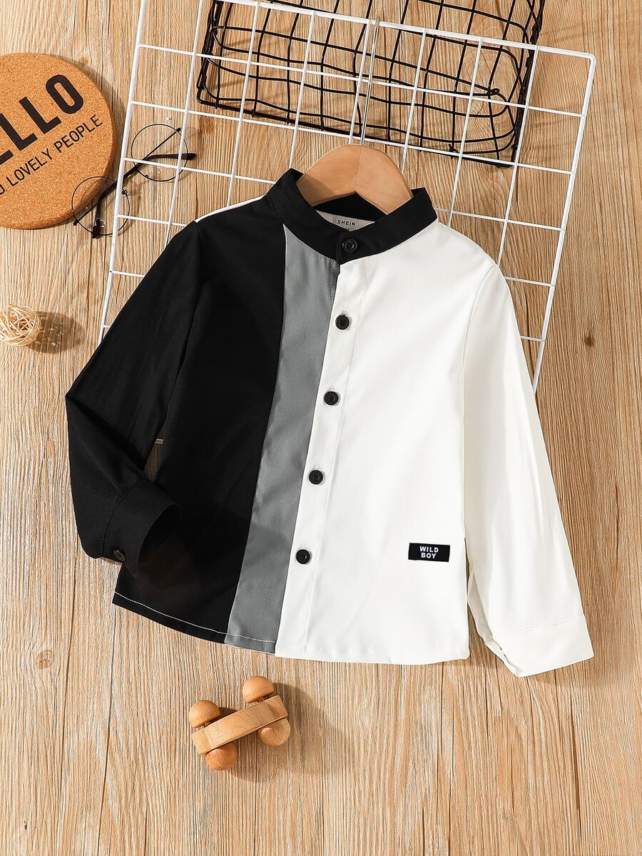 Toddler Boys Colour Block Letter Patched Detail Shirt - Multicolor - View 1