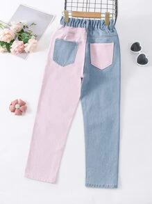 Girls Two Tone Ripped Frayed Tapered Jeans - Multicolor - View 2