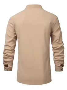 Manfinity Men Lace Up Front Medieval Shirt - Khaki - View 2