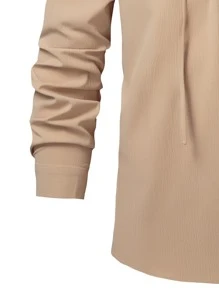 Manfinity Men Lace Up Front Medieval Shirt - Khaki - View 3