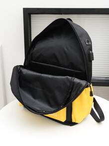 3pcs Colorblock Letter Patch Decor Functional Backpack Set School Bag Set For Graduate, Teen Girls, Freshman, Sophomore, Junior & Senior In College, University & High School, Perfect For Outdoors ,Travel & Back To School - Multicolor - View 4