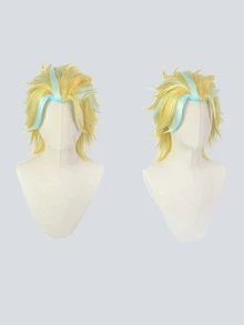 Peluca sintética cosplay de dos tonos corto recto - Multicolor - Ver 5