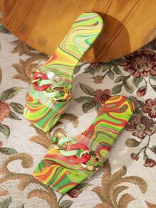 Dép xăng đan đế vuông đế bằng cho nữ, dép lê nữ kiểu dáng ngày lễ nhiều màu sắc, giày đế bằng cỡ lớn mùa hè thông thường - Trong sáng - Xem 2