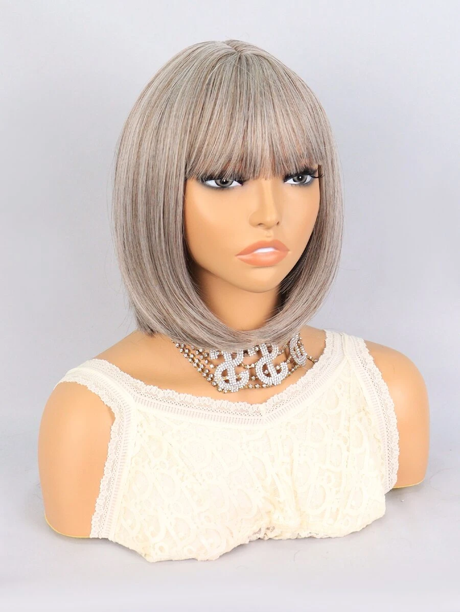 带刘海的直发合成假发 - 彩色 - 查看 1