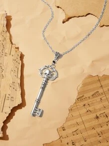 ROMWE Academia 暗黑學院風骷髏裝飾鑰匙吊墜鏈條樣式項鍊