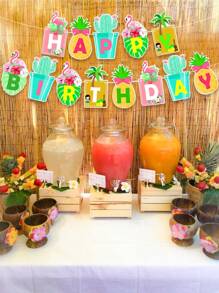 1 set Bandera decorativa papel tire moderno con dibujos animados y letra para casa - Multicolor - Ver 1