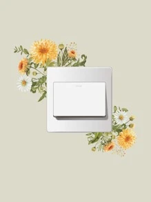 1 pieza Pegatina de pared de enchufe de interruptor con patrón de flor - Multicolor - Ver 3