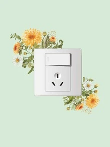 1 pieza Pegatina de pared de enchufe de interruptor con patrón de flor - Multicolor - Ver 5