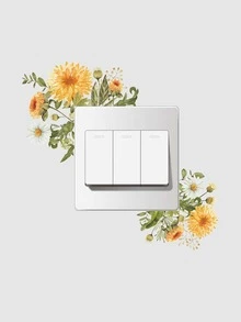 1 pieza Pegatina de pared de enchufe de interruptor con patrón de flor - Multicolor - Ver 4