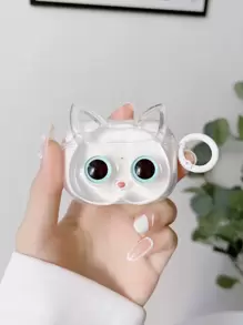 可愛的3d獨角貓設計圓扣耳機盒套,兼容apple Airpods Airpods1/2 Airpods Pro - 無色 - 查看 6