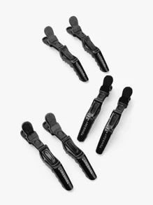 WANMEI 6pcs Crocodile Hair Clips Set, Curved Hair Clips, Children's Hair Accessories, Solid Rectangle Crocodile Hair Clips - Elegant, Fashionable, Sweet Daily Hair Accessories For Ladies, Professional Hair Salon Clips For Hairstylists And Makeup Artists, Suitable For Salon Styling, Women's Hair Clips, Back To School, Travel & Holiday Essentials - Black - View 6