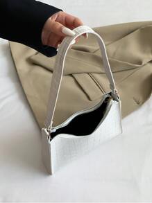 Lightweight,Business Casual Crocodile Embossed Bag For Teen Girls Women College Students,Rookies & White-Collar Workers Perfect For Office,College,Work ,Business,Commute,Outdoors, Travel, Outings - White - View 4