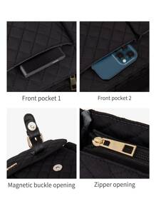 LEQUEEN Túi đựng tã đa chức năng - màu đen - Xem 5