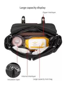 LEQUEEN Túi đựng tã đa chức năng - màu đen - Xem 6