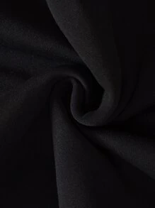 INAWLY 纯色袋鼠口袋保暖内衬抽绳连帽衫，长袖上衣 - 黑色 - 查看 7