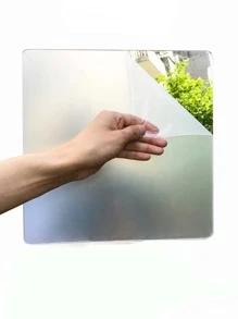 1pc Square Mirror Wall Sticker - Silver - View 3