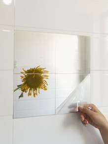 1pc Square Mirror Wall Sticker - Silver - View 4