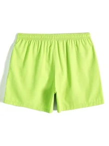 Surfspeed Hombres Shorts de natación de cintura con cordón unicolor - Verde Lima - Ver 2
